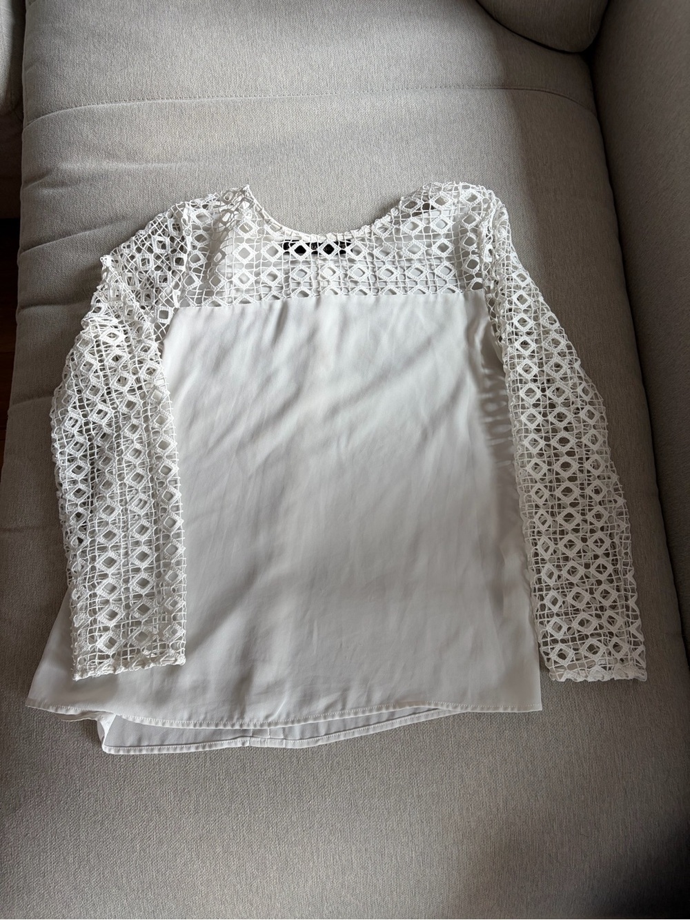 Zara White Lace Long Sleeve Blouse